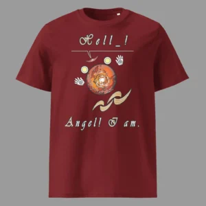 Unisex Organic Cotton T-Shirt Hello Angel Burgundy