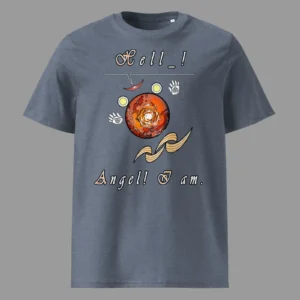 Unisex Organic Cotton T-Shirt Hello Angel Dark Heather Blue