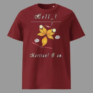 Unisex Organic Cotton T-Shirt Hello Martian Burgundy