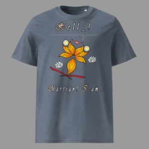 Unisex Organic Cotton T-Shirt Hello Martian Dark Heather Blue
