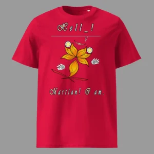 Unisex Organic Cotton T-Shirt Hello Martian Red
