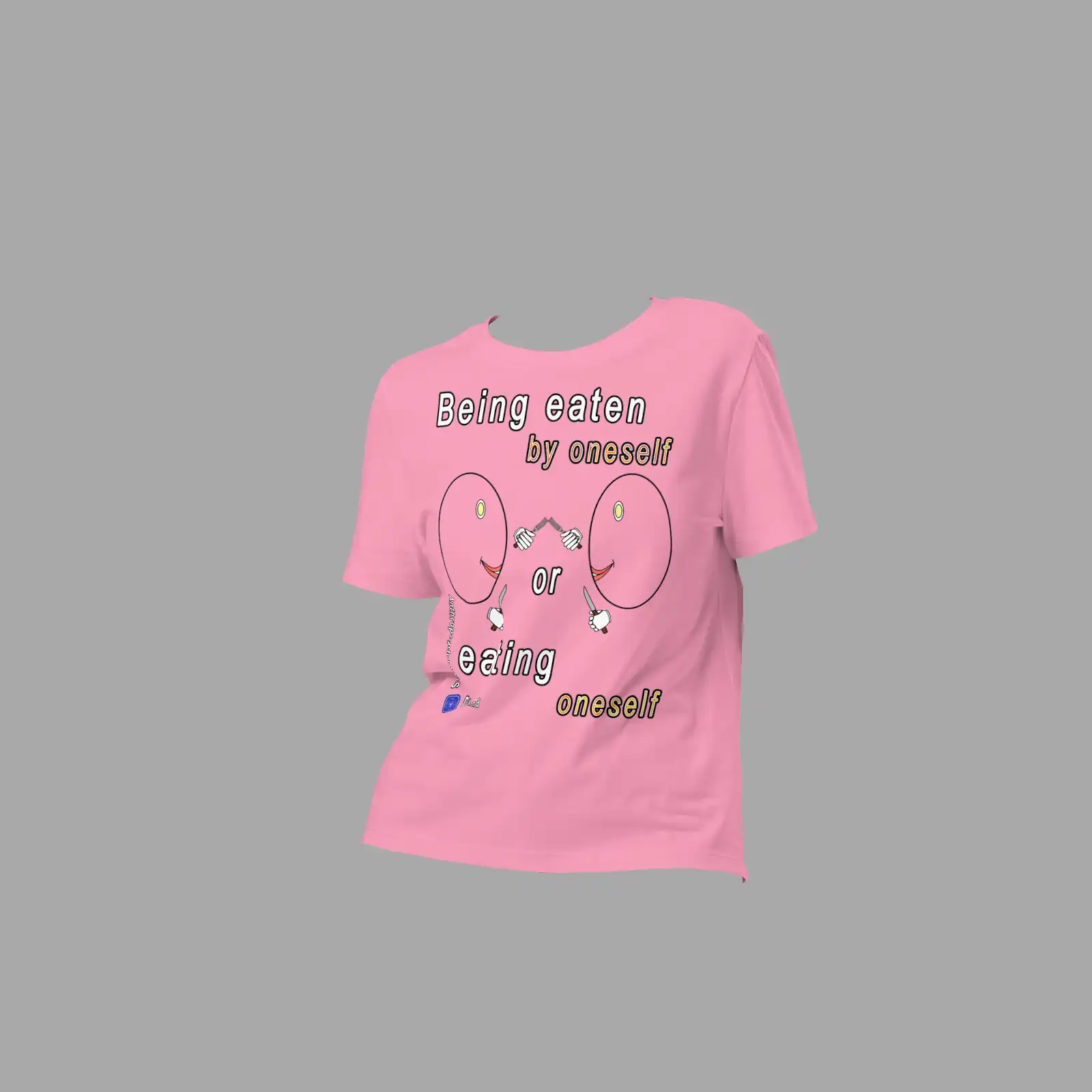 Womens Organic Ribbed Neck T-Shirt Anthropophagous Dilemma Bubble Pink - Image 3